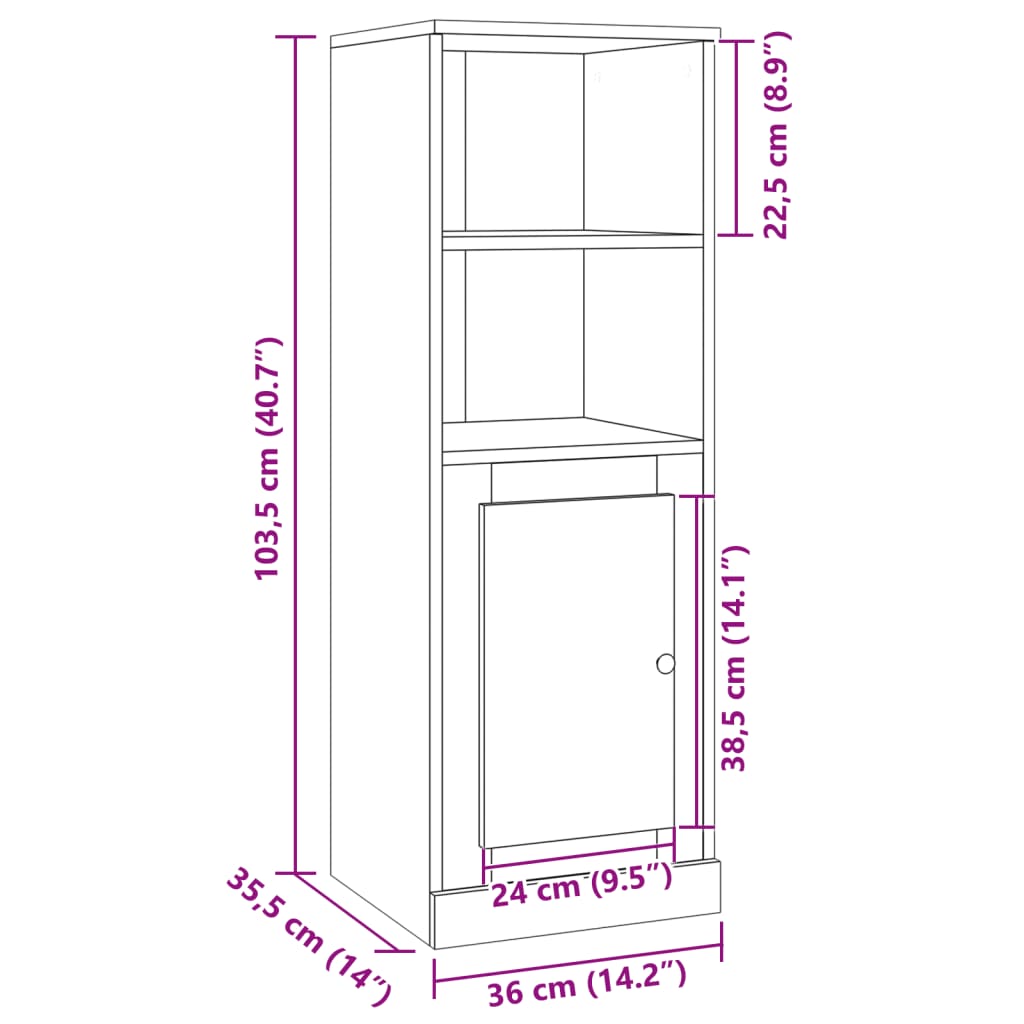 vidaXL Aparador madera de ingeniería roble artisian 36x35,5x103,5 cm