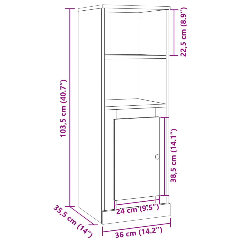 vidaXL Aparador madera de ingeniería roble artisian 36x35,5x103,5 cm