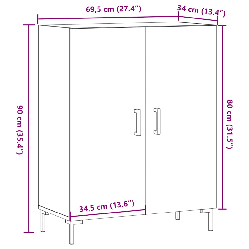 vidaXL Aparador de madera de ingeniería envejecida 69,5x34x90 cm