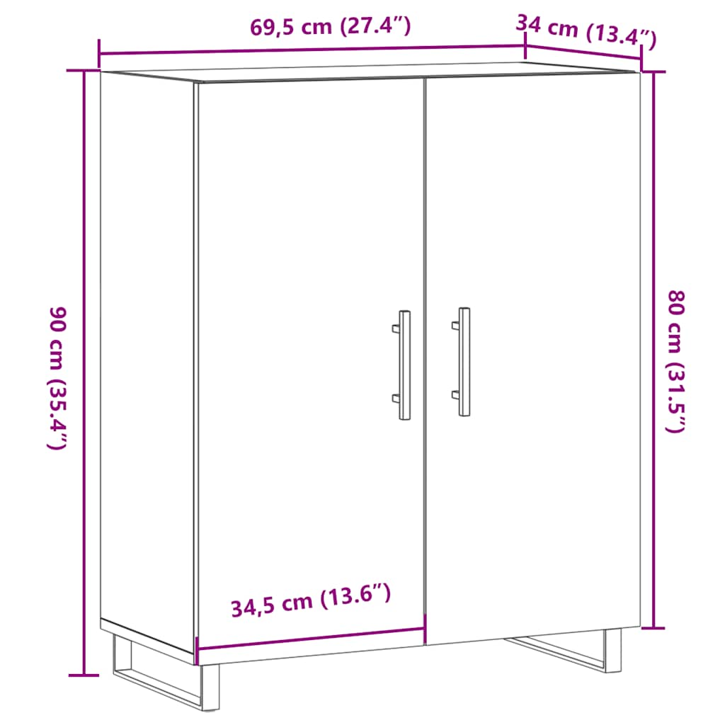 vidaXL Aparador de madera de ingeniería envejecida 69,5x34x90 cm