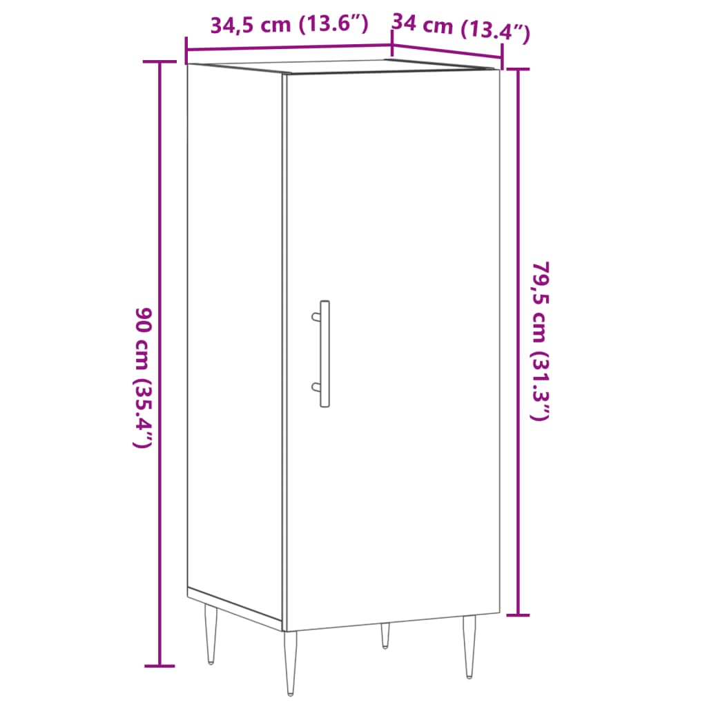 vidaXL Aparador de madera de ingeniería envejecida 34,5x34x90 cm