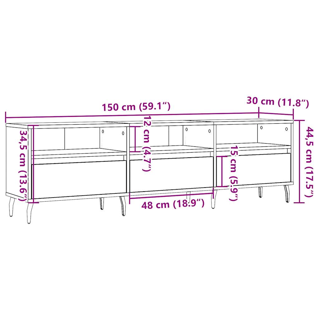 vidaXL Mueble de TV madera de ingeniería roble artisan 150x30x44,5 cm