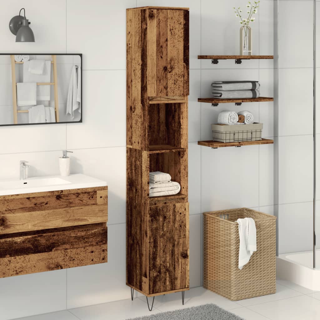 vidaXL Armario de baño madera de ingeniería envejecida 30x30x190 cm