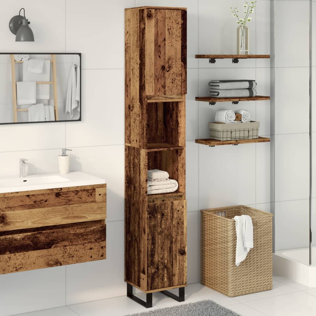 vidaXL Armario de baño madera de ingeniería envejecida 30x30x190 cm