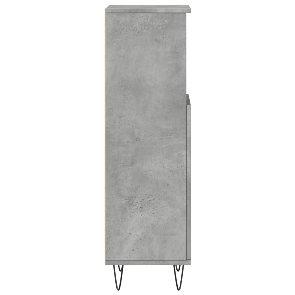 vidaXL Armario de baño madera contrachapada gris hormigón 30x30x100 cm