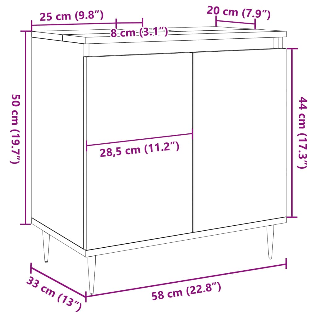 vidaXL Armario de baño madera de ingeniería envejecida 58x33x60 cm