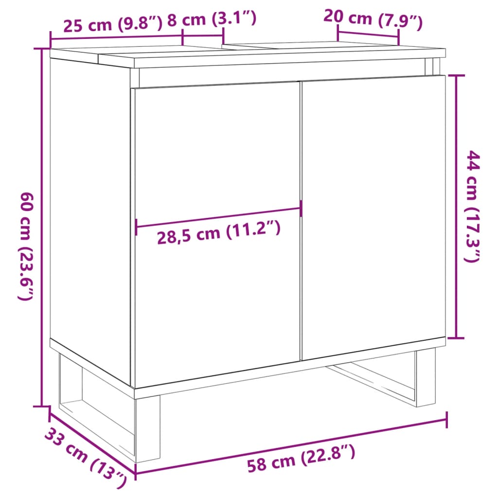 vidaXL Armario de baño madera de ingeniería envejecida 58x33x60 cm