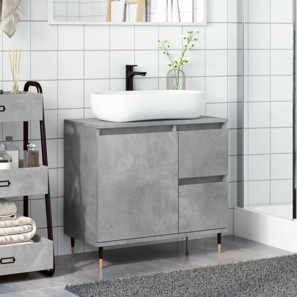 vidaXL Armario de baño madera contrachapada gris hormigón 65x33x60 cm