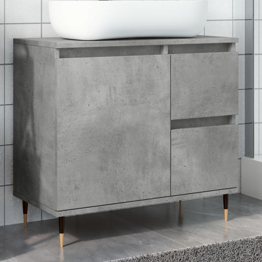 vidaXL Armario de baño madera contrachapada gris hormigón 65x33x60 cm