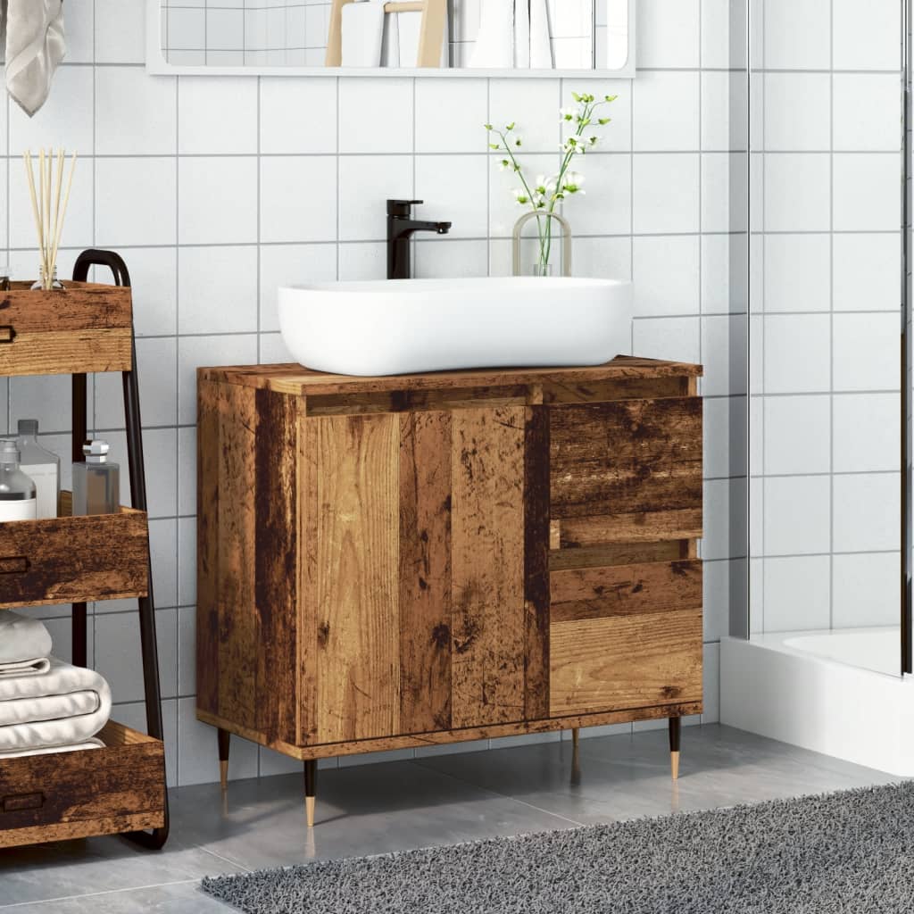 vidaXL Armario de baño madera de ingeniería envejecida 65x33x60 cm