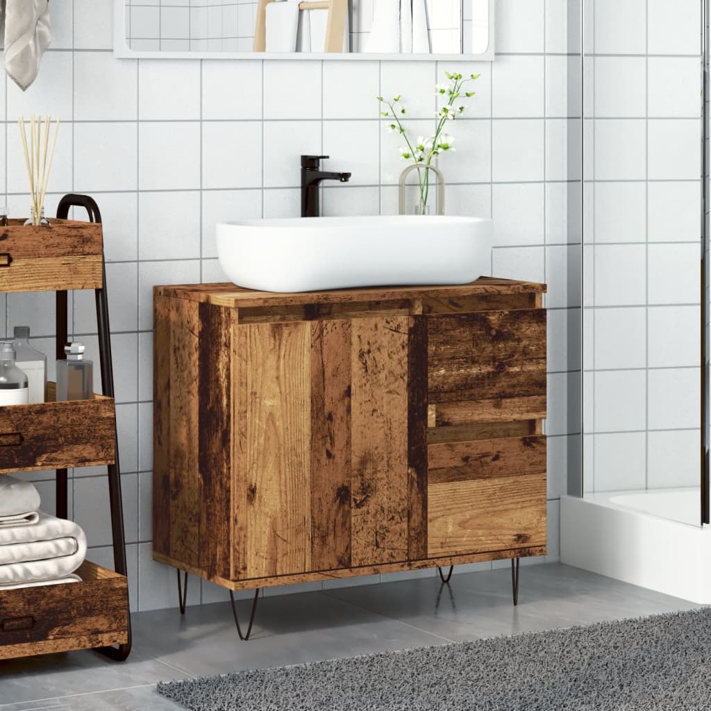 vidaXL Mueble de lavabo madera de ingeniería envejecida 65x33x60 cm