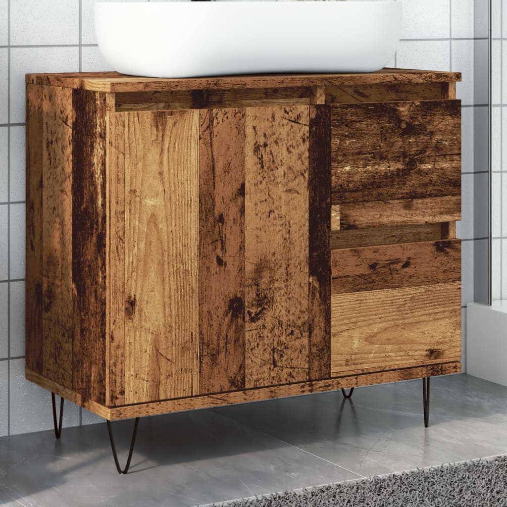 vidaXL Mueble de lavabo madera de ingeniería envejecida 65x33x60 cm