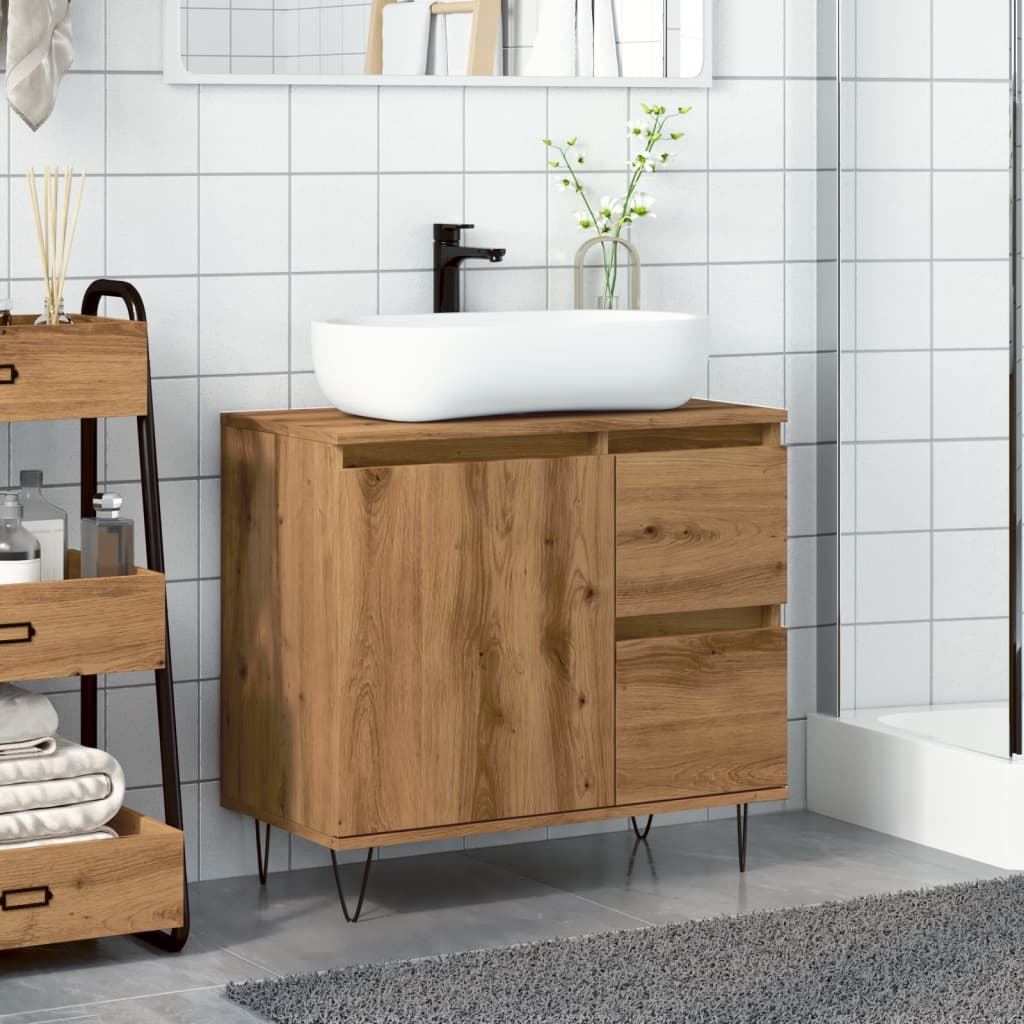 vidaXL Mueble de lavabo madera de ingeniería roble artisan 65x33x60 cm