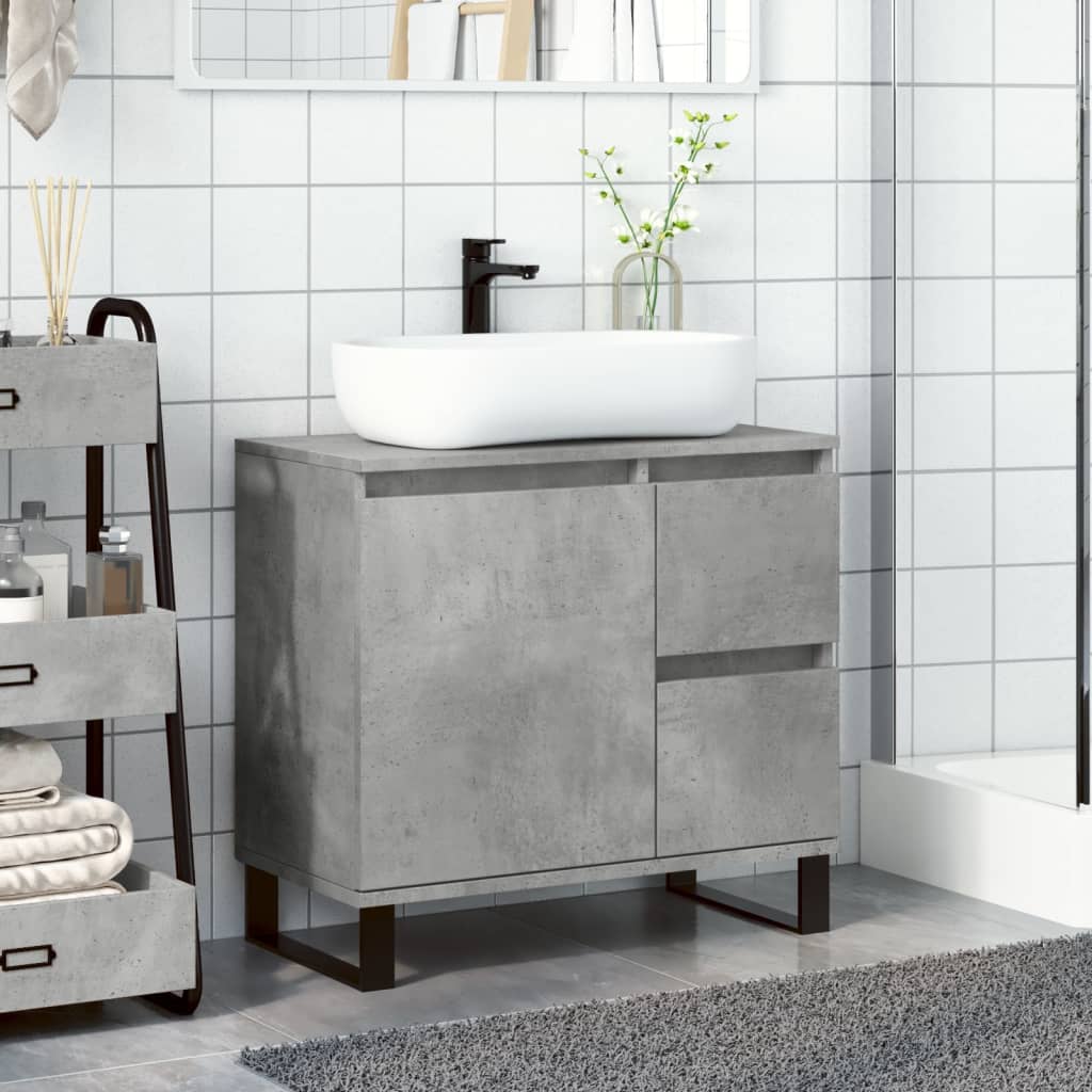 vidaXL Mueble de lavabo madera ingeniería gris hormigón 65x33x60 cm