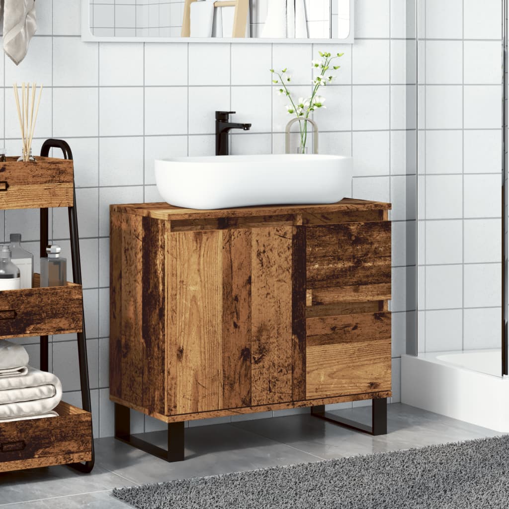 vidaXL Mueble de lavabo madera de ingeniería envejecida 65x33x60 cm