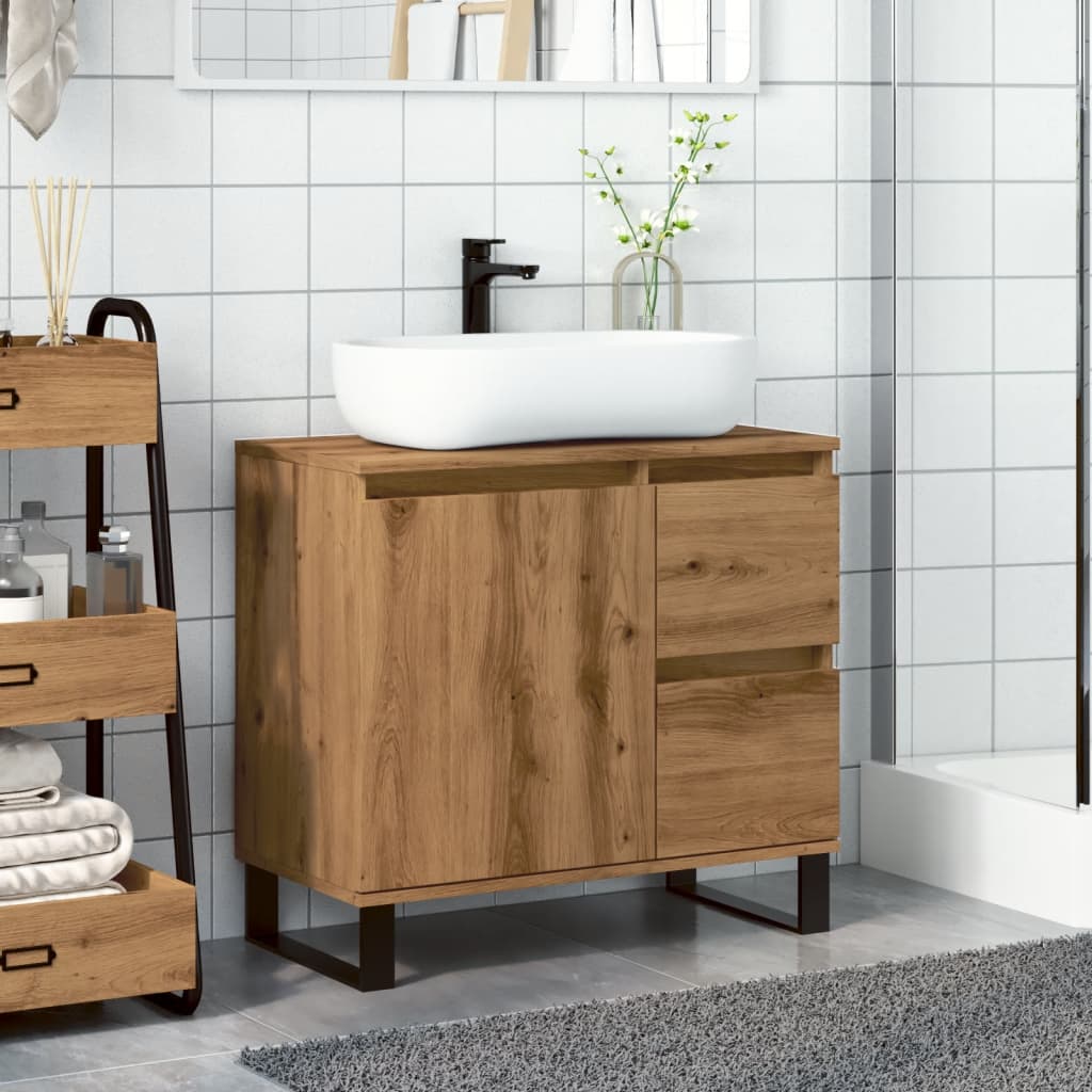 vidaXL Mueble de lavabo madera de ingeniería roble artisan 65x33x60 cm