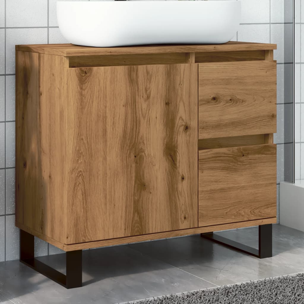 vidaXL Mueble de lavabo madera de ingeniería roble artisan 65x33x60 cm