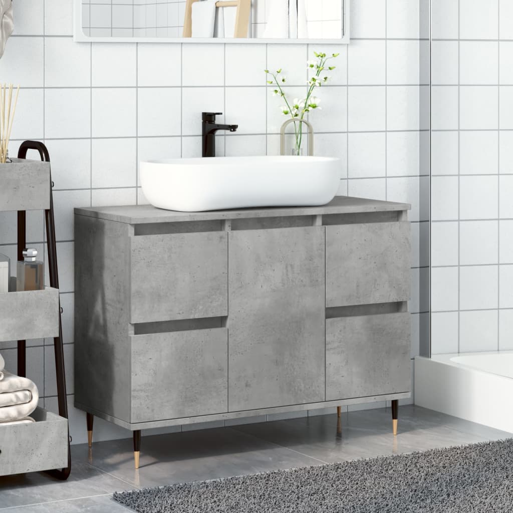 vidaXL Mueble de baño madera de ingeniería gris hormigón 80x33x60 cm