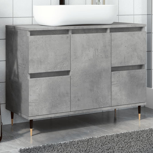 vidaXL Mueble de baño madera de ingeniería gris hormigón 80x33x60 cm