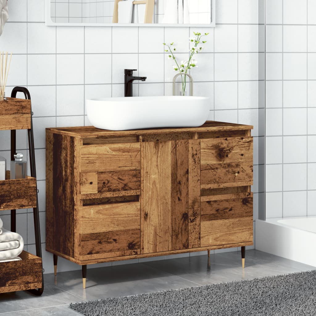 vidaXL Mueble de baño madera de ingeniería envejecida 80x33x60 cm