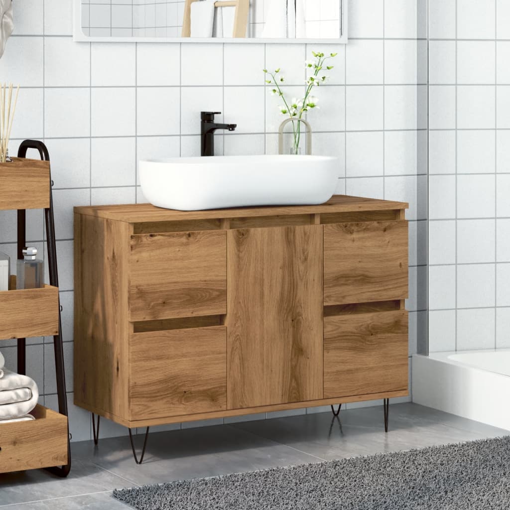 vidaXL Mueble de baño madera de ingeniería roble artisan 80x33x60 cm