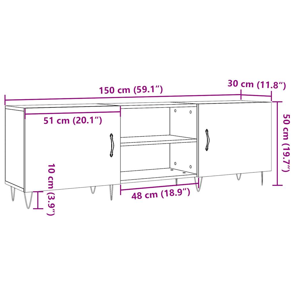 vidaXL Mueble de TV madera de ingeniería envejecida 150x30x50 cm