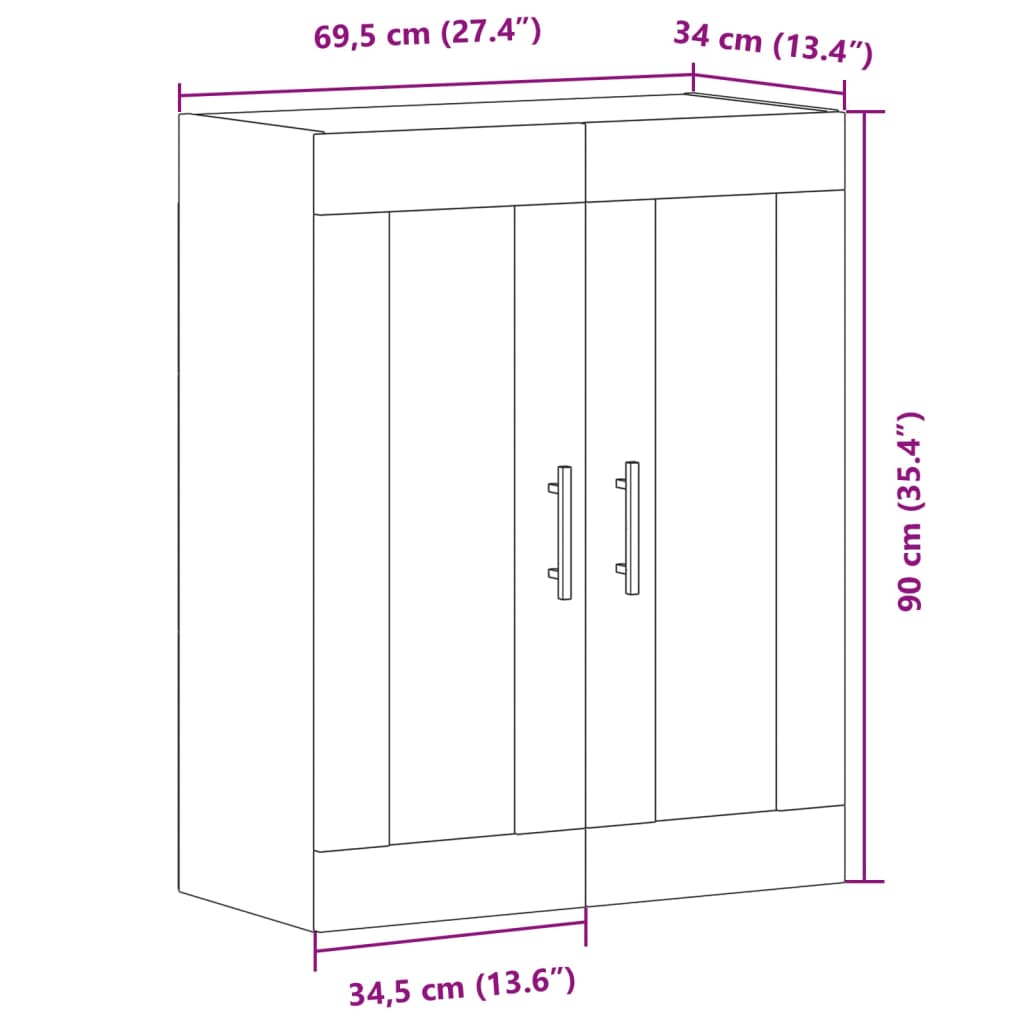 vidaXL Aparador de madera de ingeniería envejecida 69,5x34x90 cm