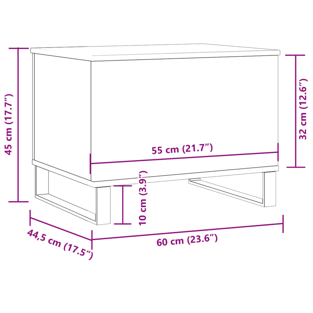 vidaXL Mesa de centro madera de ingeniería envejecida 60x44,5x45 cm