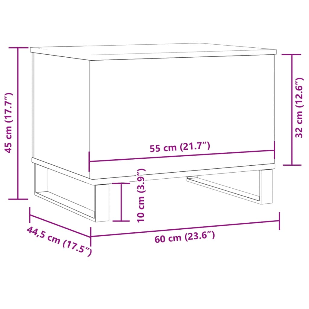 vidaXL Mesa de centro madera de ingeniería roble artisan 60x44,5x45 cm