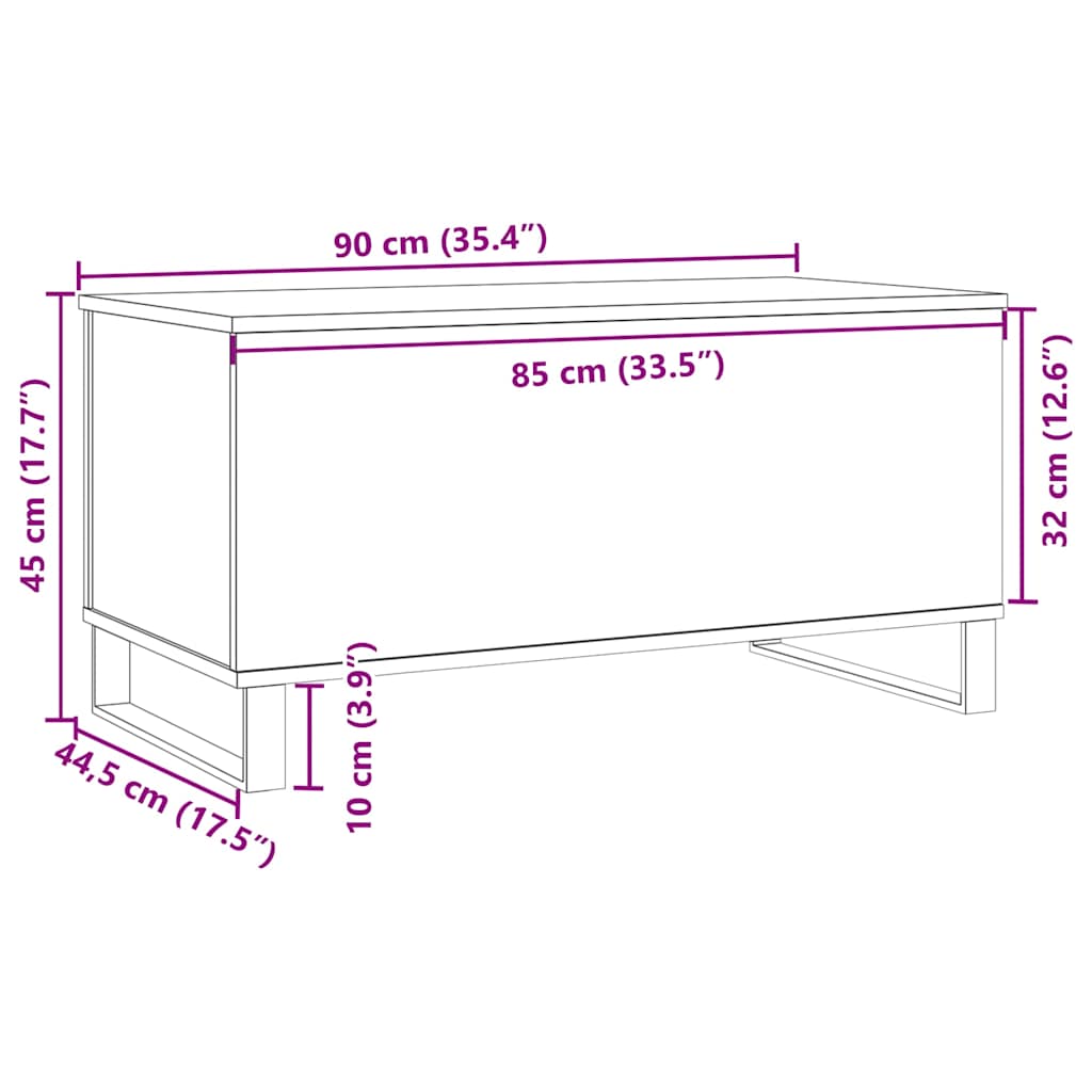 vidaXL Mesa de centro madera de ingeniería envejecida 90x44,5x45 cm