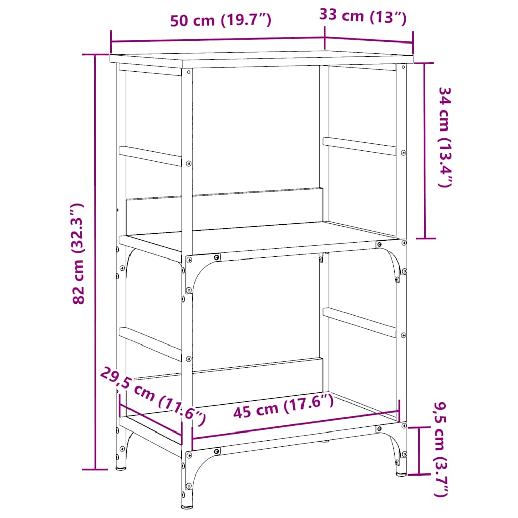 vidaXL Estantería libros madera ingeniería envejecida 50x33x82 cm