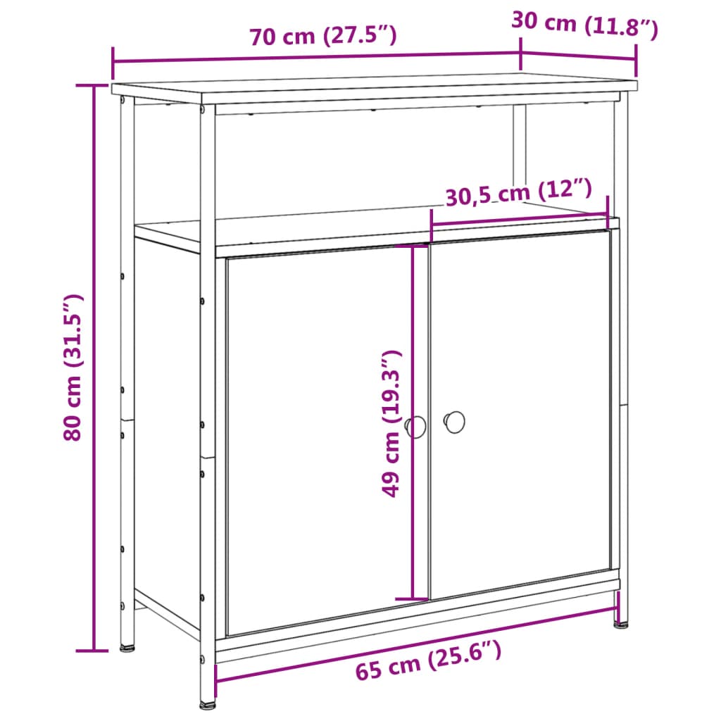 vidaXL Aparador de madera de ingeniería madera envejecida 70x30x80 cm