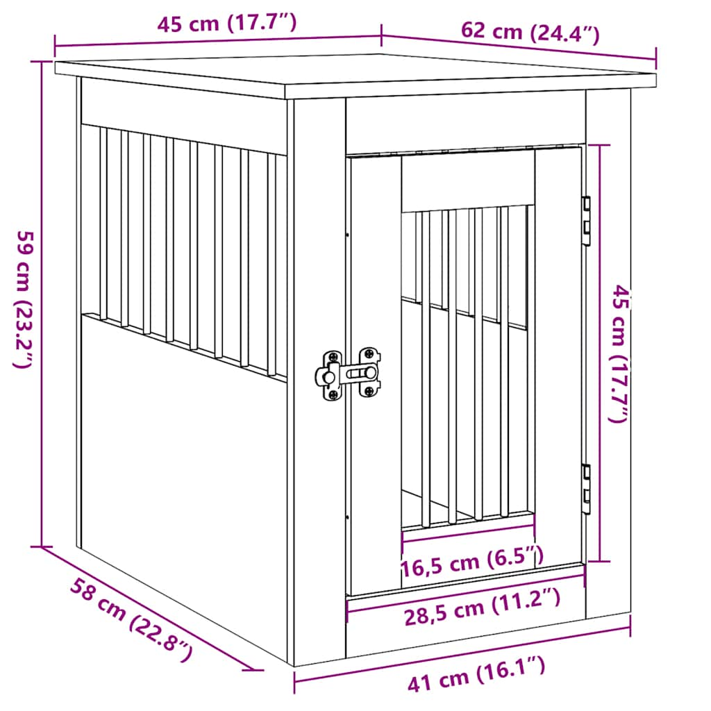 vidaXL Casa para perros hormigón gris 45x62x59 cm madera contrachapada