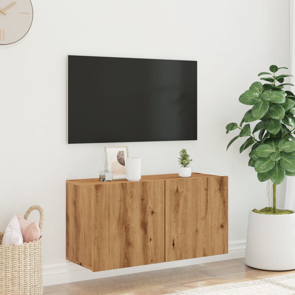 vidaXL Mueble de TV de pared roble artisian 80x30x41 cm