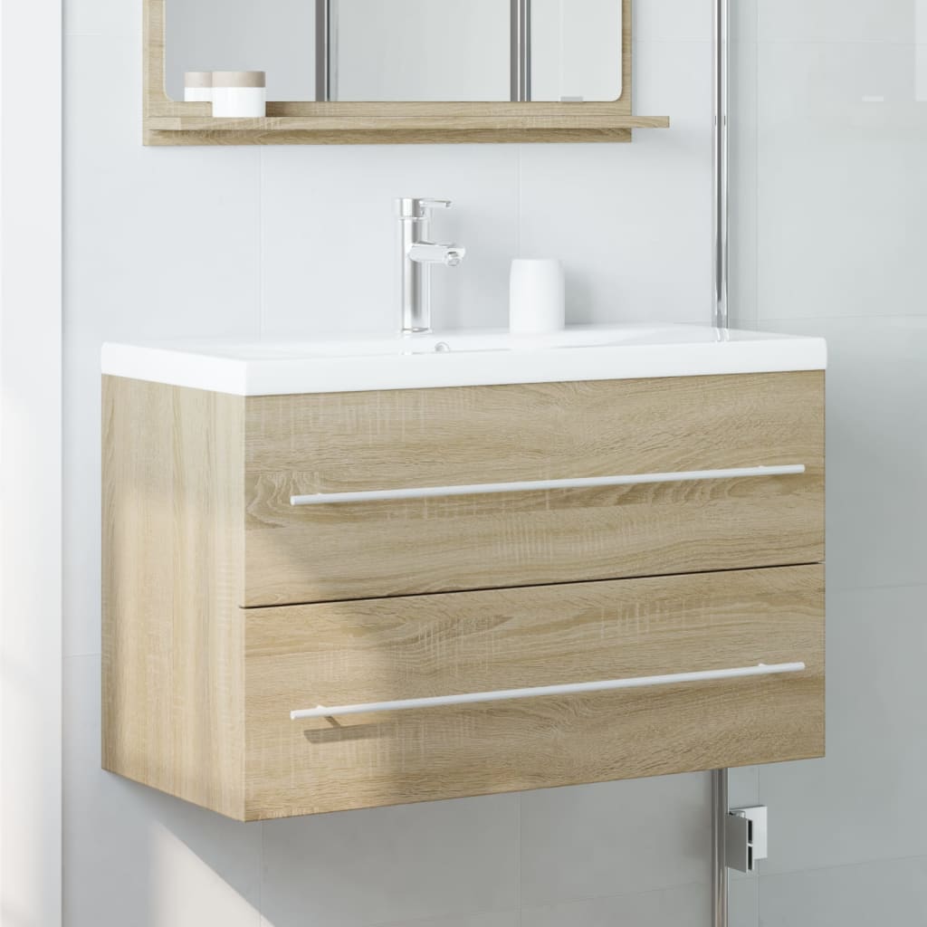 vidaXL Armario para lavabo aglomerado madera envejecida 80x38,5x48 cm