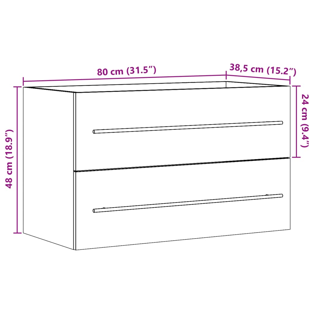 vidaXL Armario para lavabo aglomerado madera envejecida 80x38,5x48 cm