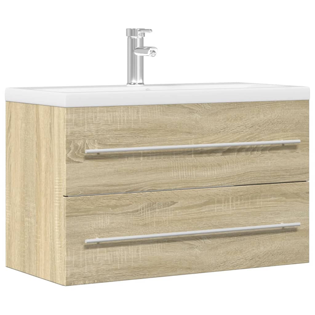 vidaXL Armario para lavabo aglomerado madera envejecida 80x38,5x48 cm