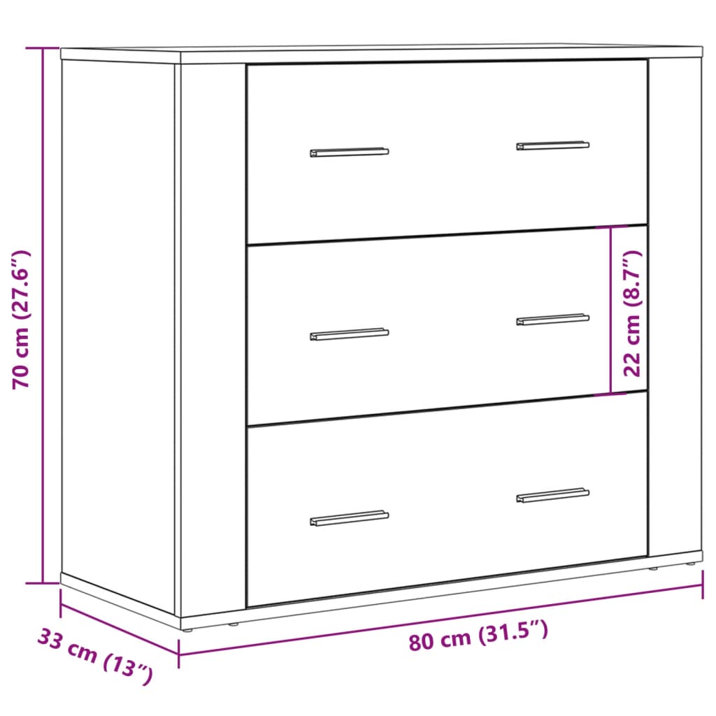 vidaXL Aparador madera de ingeniería madera envejecida 80x33x70 cm