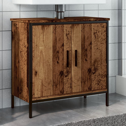 vidaXL Armario de lavabo baño madera ingeniería envejecida 60x30x60 cm