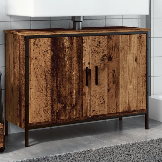 vidaXL Armario lavabo baño madera ingeniería envejecida 80x30x60 cm