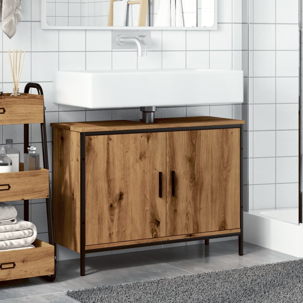 vidaXL Armario lavabo baño madera ingeniería roble artisan 80x30x60 cm