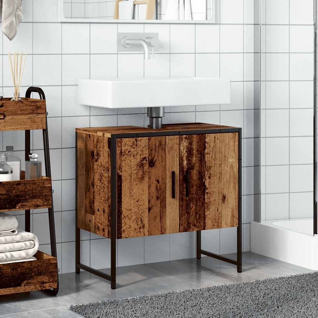 vidaXL Armario para lavabo de baño madera ingeniería envejecida