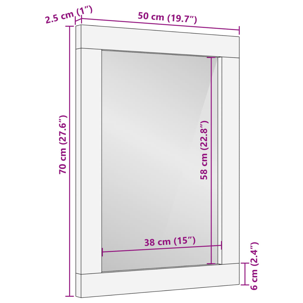 vidaXL Espejo de baño madera de ingeniería y latón negro 50x70x2,5 cm