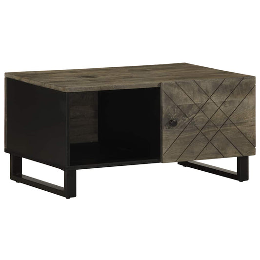 vidaXL Mesa de centro madera maciza de mango negra 80x50x40 cm