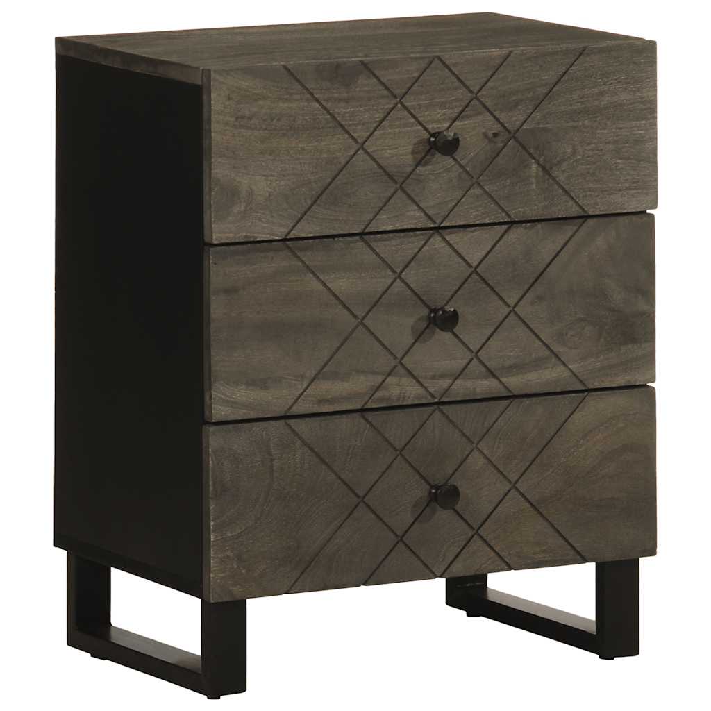 vidaXL Mesilla de noche negra 50x33x62 cm madera maciza mango