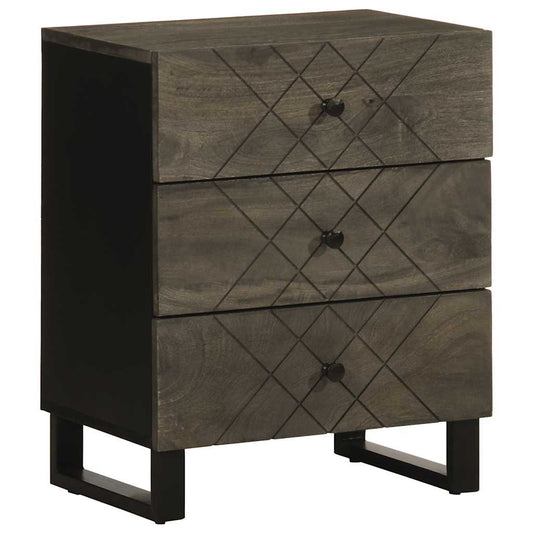 vidaXL Mesilla de noche negra 50x33x62 cm madera maciza mango