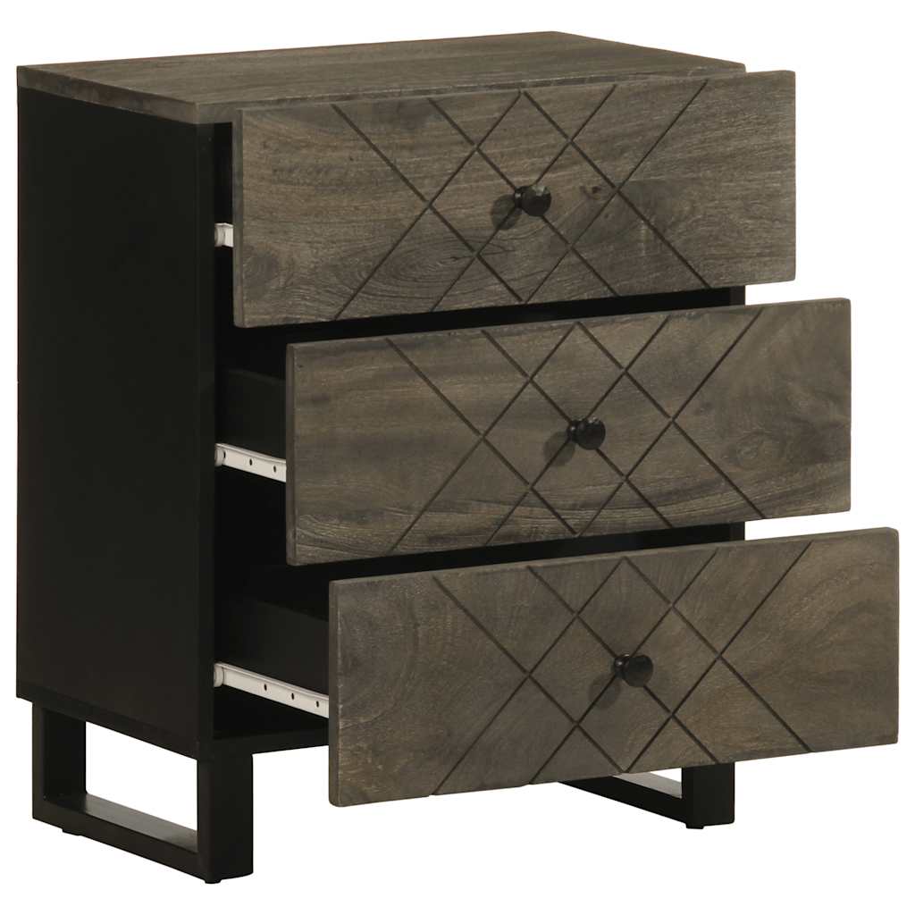 vidaXL Mesilla de noche negra 50x33x62 cm madera maciza mango