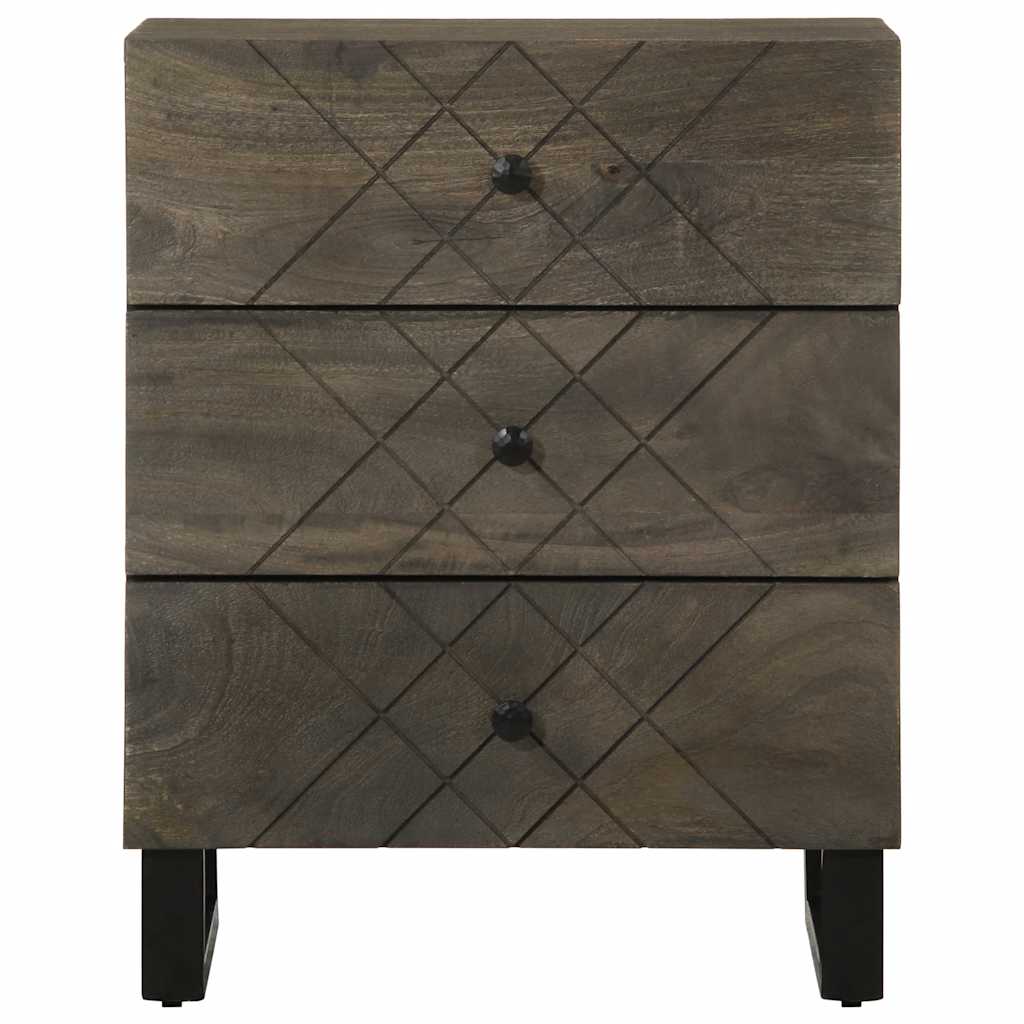 vidaXL Mesilla de noche negra 50x33x62 cm madera maciza mango