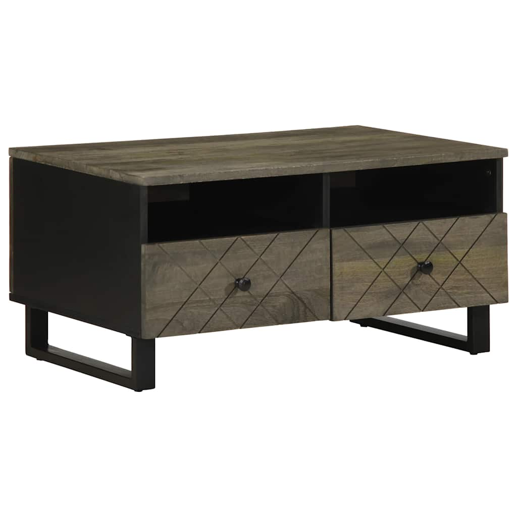 vidaXL Mesa de centro madera maciza de mango negra 80x54x40 cm