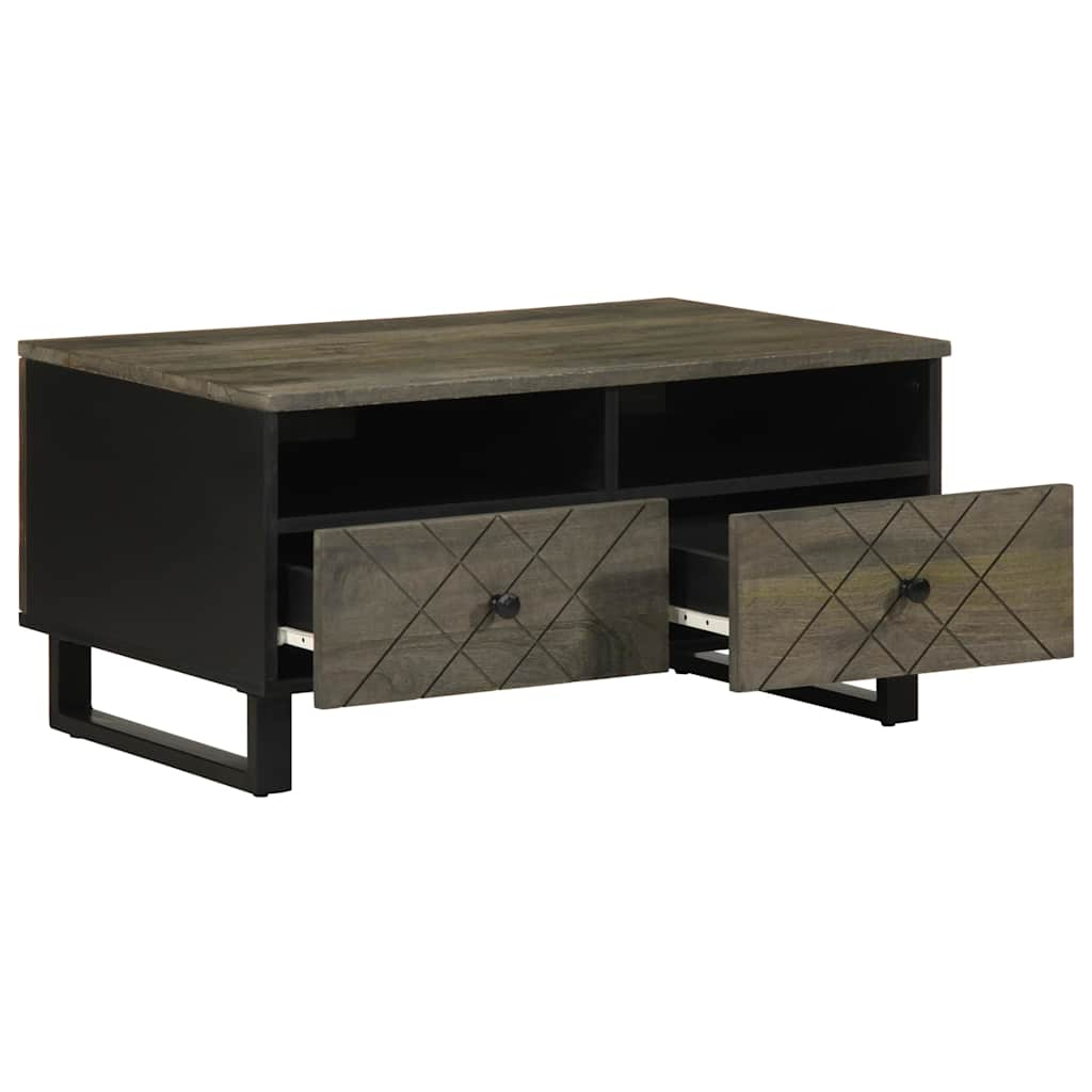 vidaXL Mesa de centro madera maciza de mango negra 80x54x40 cm